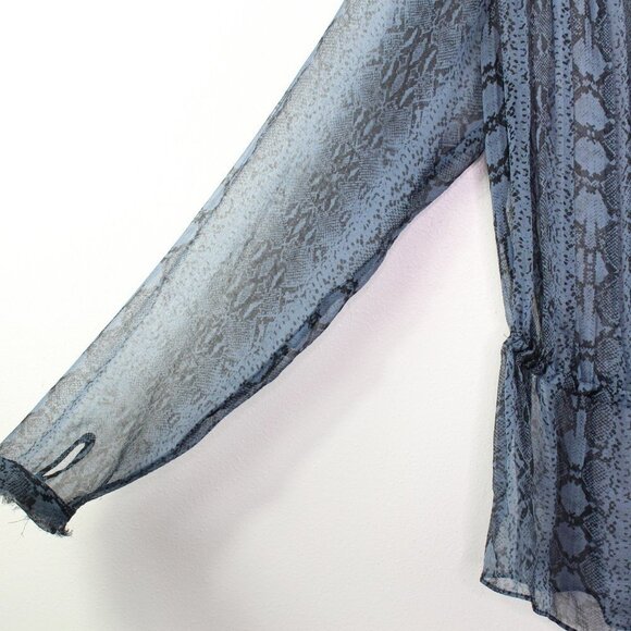 Rebecca Taylor Python Print Silk Chiffon Blouse‎ Blue 6 - Picture 4 of 9